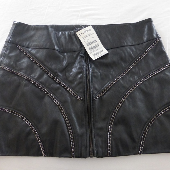 bebe Dresses & Skirts - NWT sz M Black Bebe Biker Goth Mini Pleather Skirt